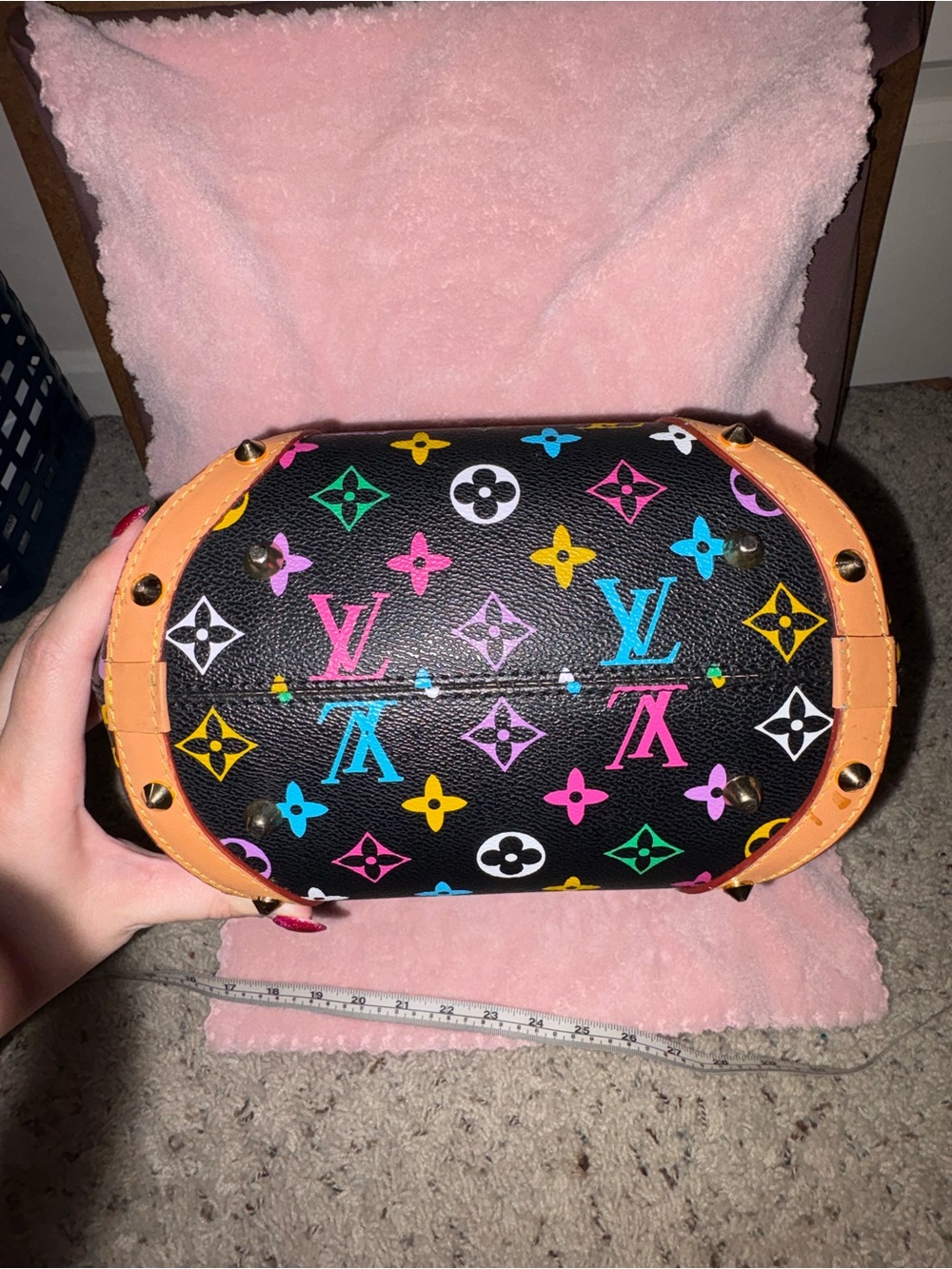 Multicolor Monogram Leather Satchel - Designer Style - Picture 8 of 10